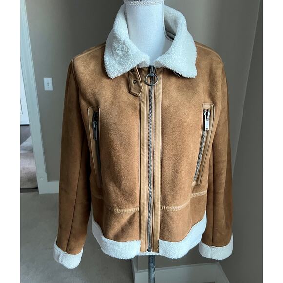 Universal Thread Jackets & Blazers - Universal Thread moto sherpa lined faux suede brown jacket size M